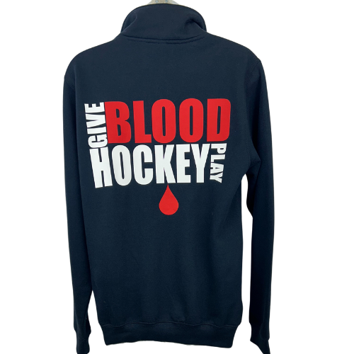 Give Blood Play Hockey 1/4 Zip Sweat (JH046)
